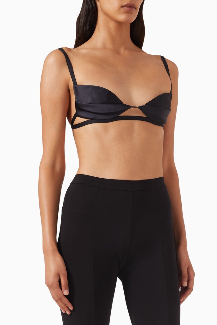 

Double-petal Bra in Satin, Black