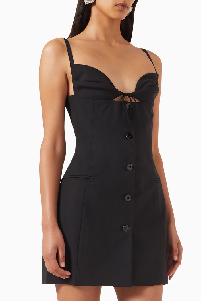 

Tailored Mini Slip Dress in Stretch Wool-blend, Black