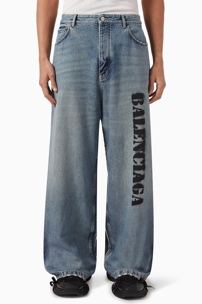 

Stencil Type Hybrid Baggy Pants in Denim, Blue
