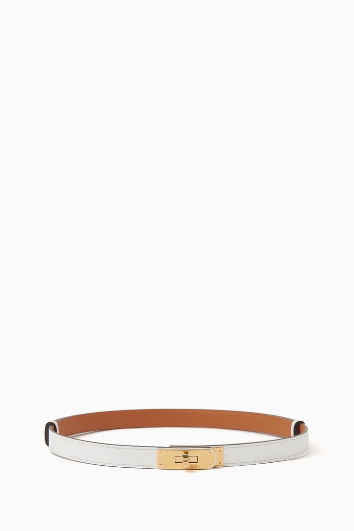 

Unused Kelly Belt in Epsom Leather & Gold Hardware, White