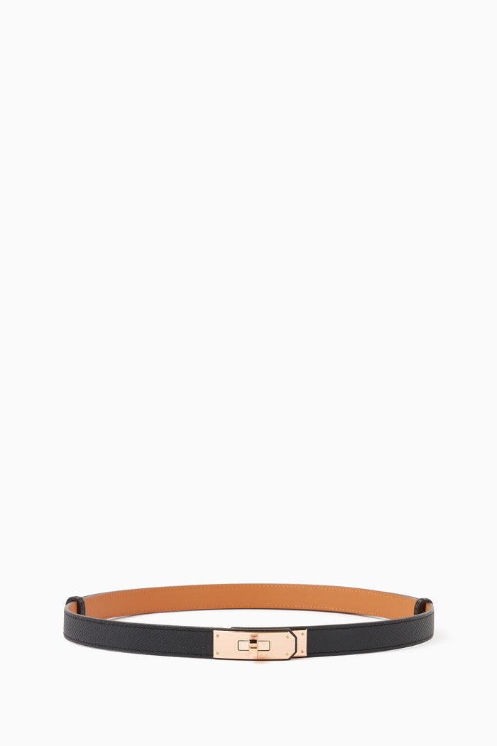 

Unused Kelly Belt in Epsom Leather & Rose-gold Hardware, Black