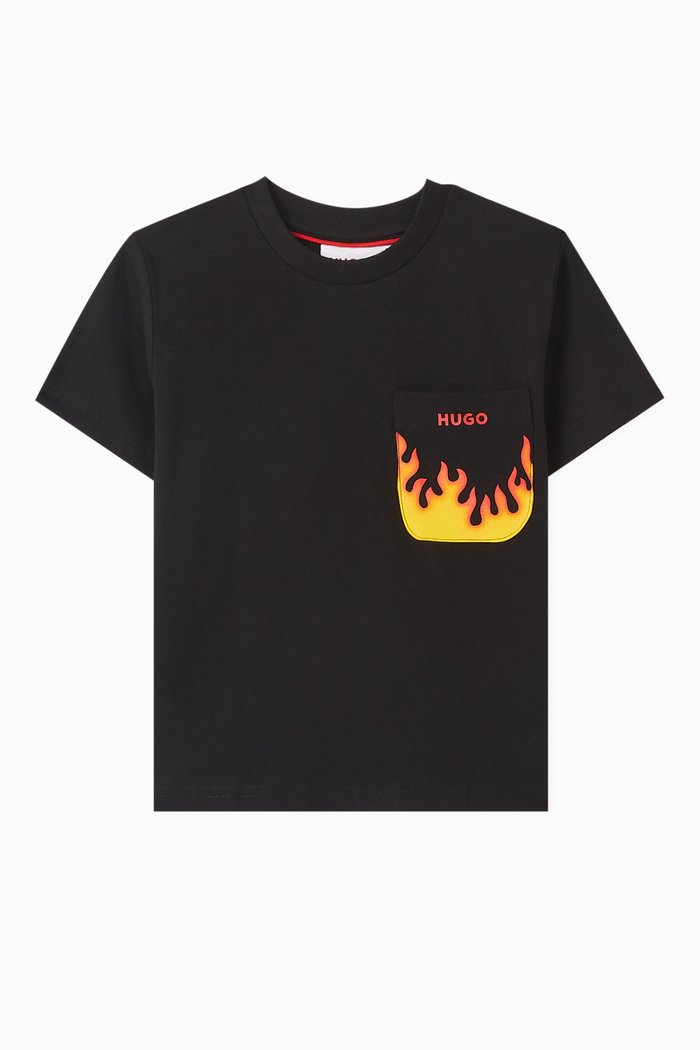 

Fire-print T-shirt in Organic Cotton-jersey, Black