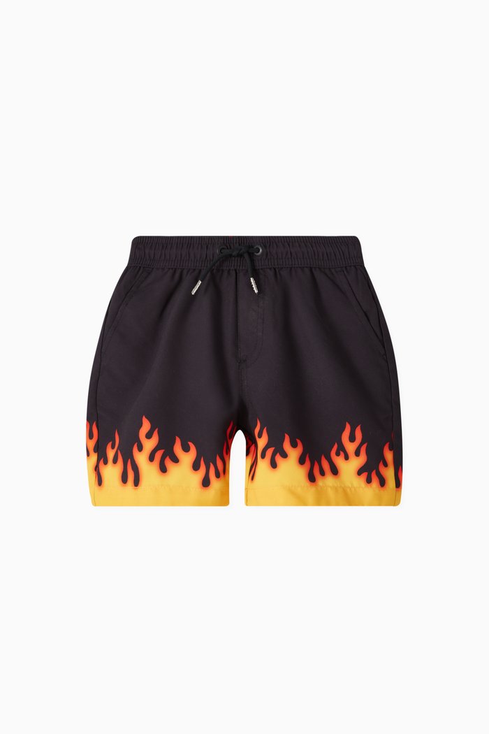 

Flame-print Swim Shorts, Black