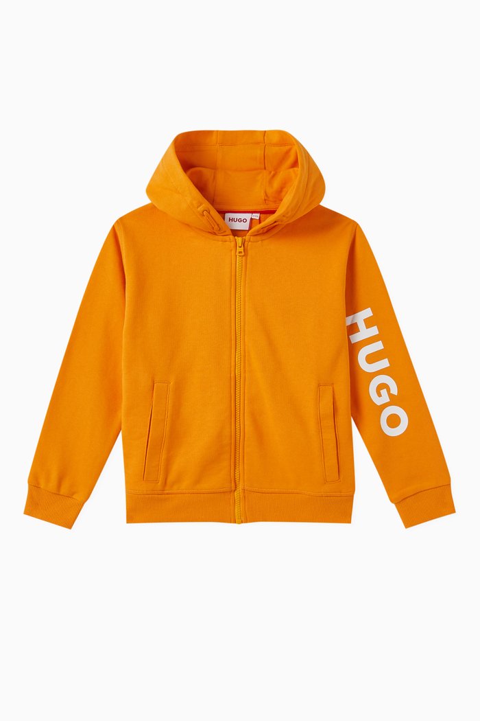 Logo Zip Hoodie in Jersey, Yellow