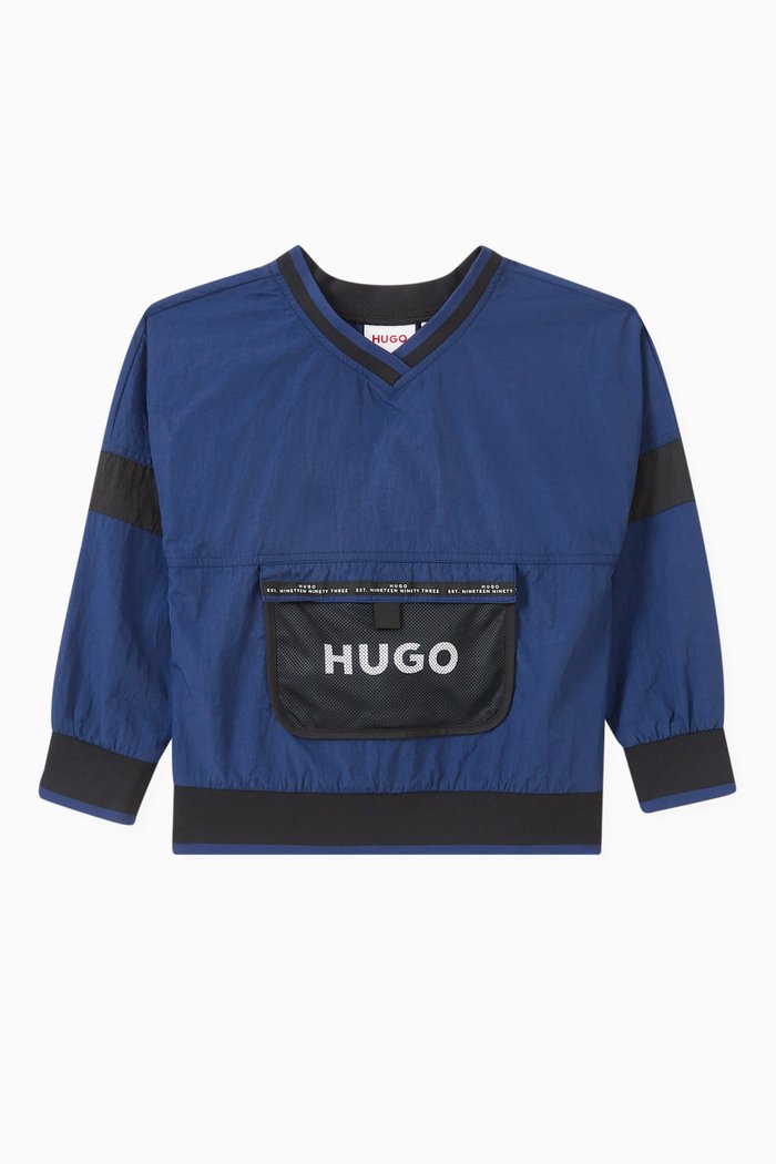 

V-neck Sweatshirt in Nylon, Blue