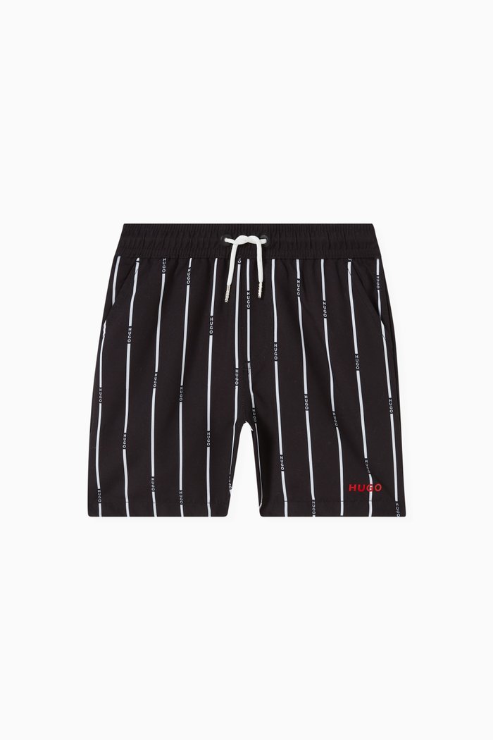

Logo Stripe Swim Shorts, Black