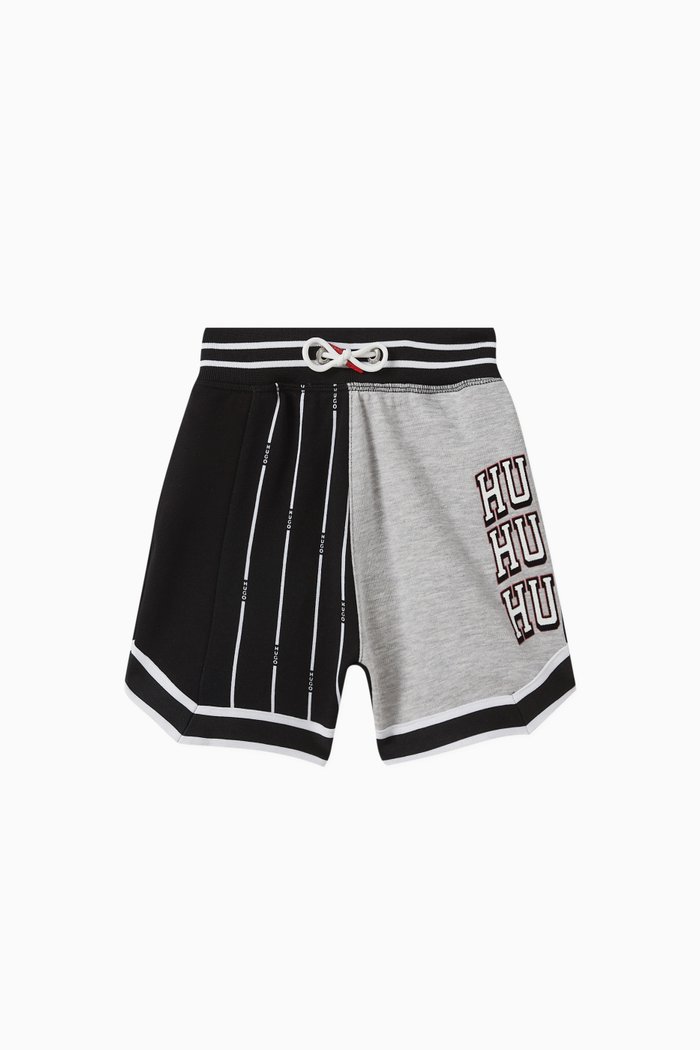 

Colour-block Sweat Shorts in Cotton-blend Fleece, Grey
