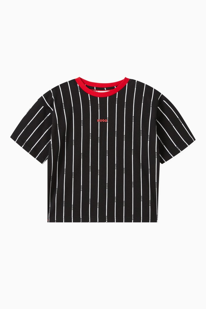 

Striped Logo-print T-shirt in Cotton, Black