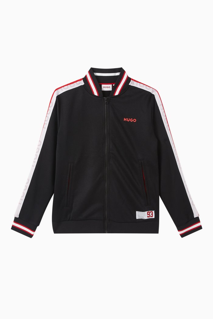 

Striped Logo Zip Jacket, Black