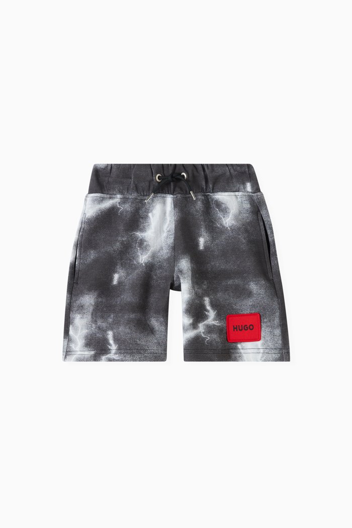

Lightning-print Shorts in Cotton-blend, Black