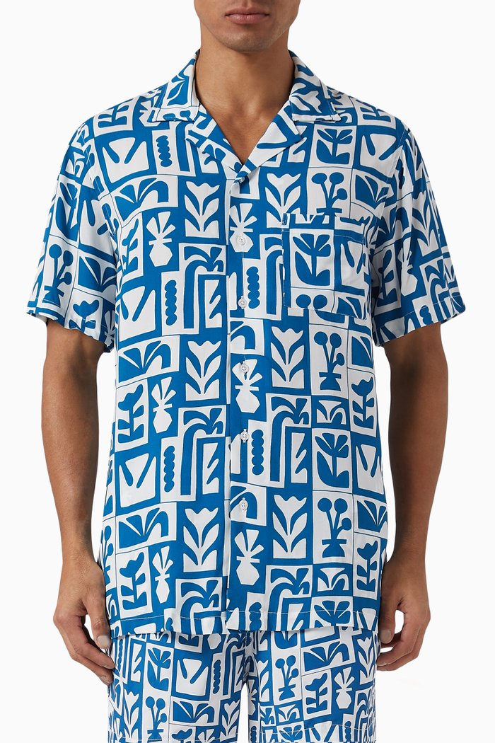 

Blooming Shirt in Ecovero Viscose, Blue