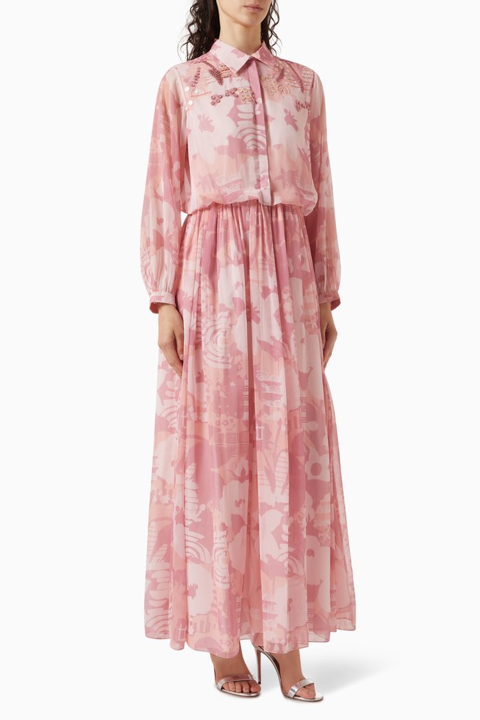Burdock-A Printed Dress, Pink