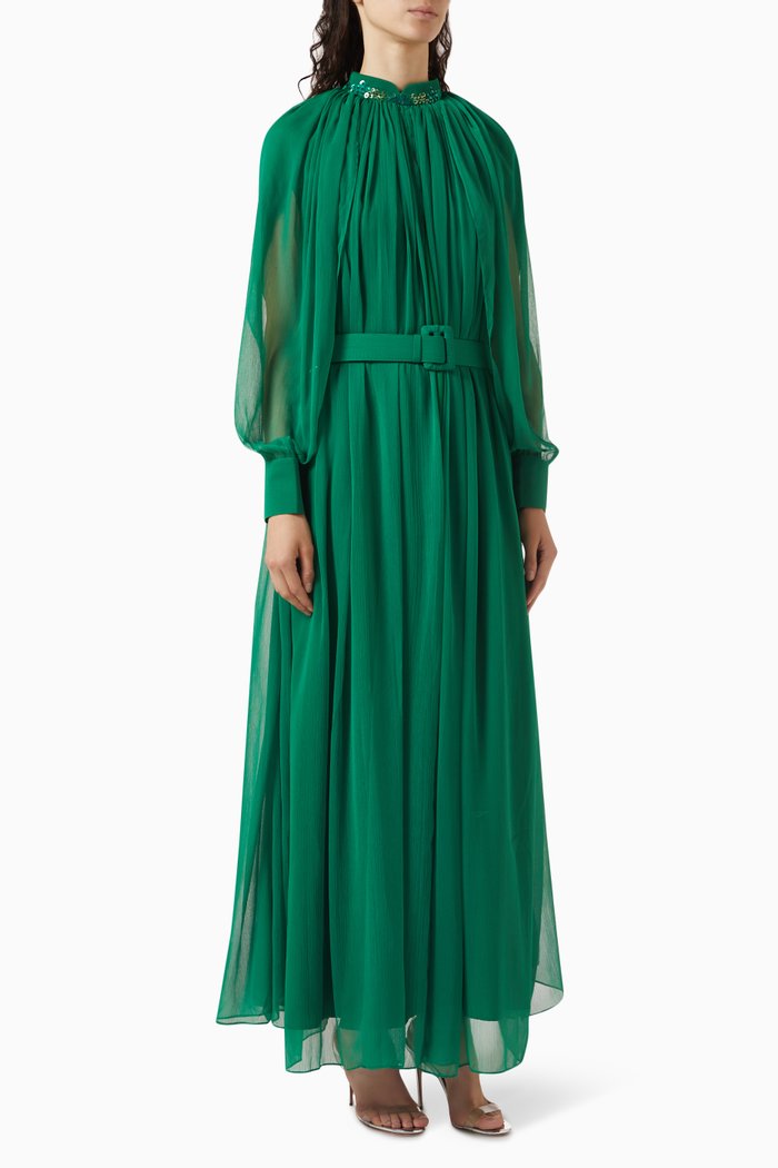 Holly-A Dress & Cape Set, Green
