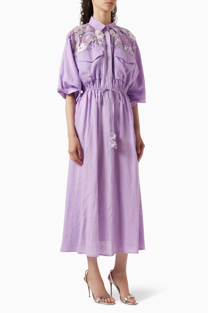 

Oakley-A Drawstring Midi Dress, Purple