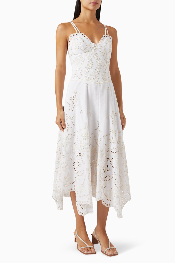 

Omelia Embroidered Midi Dress, Neutral