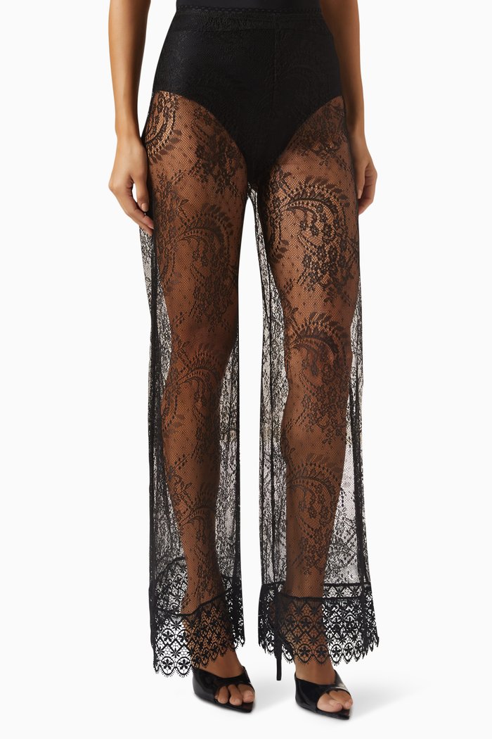 

Jeret Sheer Pants in Lace, Black