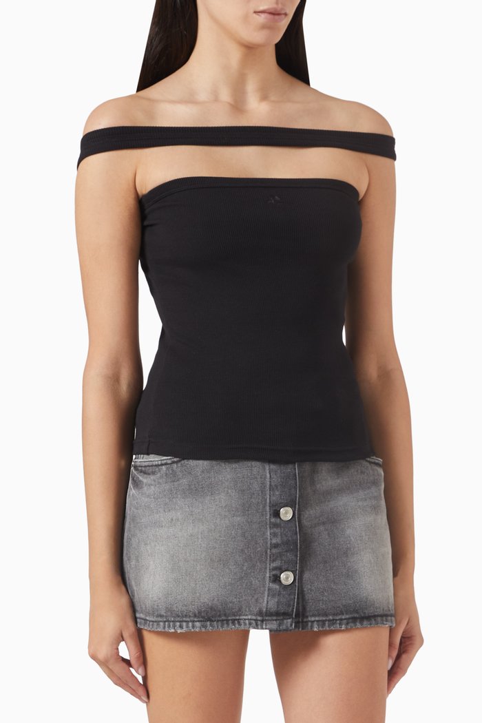 Hyperbole 90's Top in Rib-knit, Black
