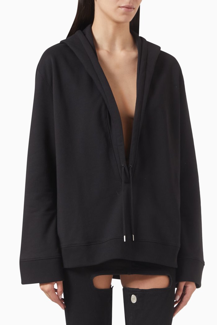Hyperbole Cocoon Hoodie in Fleece, Black