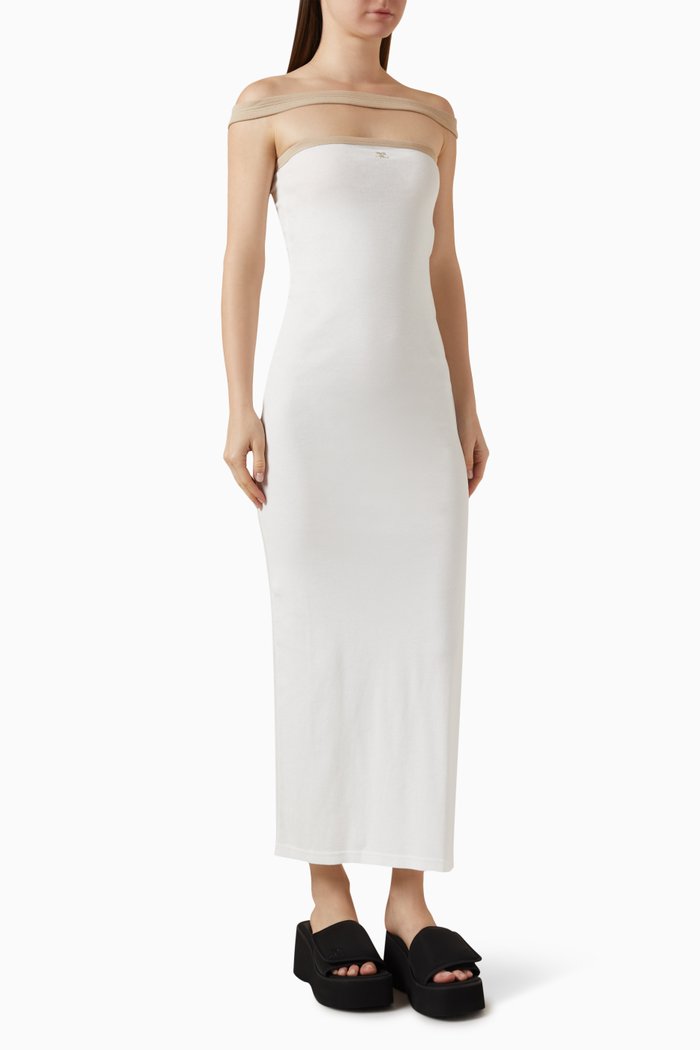 

Contrast Hyperbole Maxi Dress in Rib-knit, White