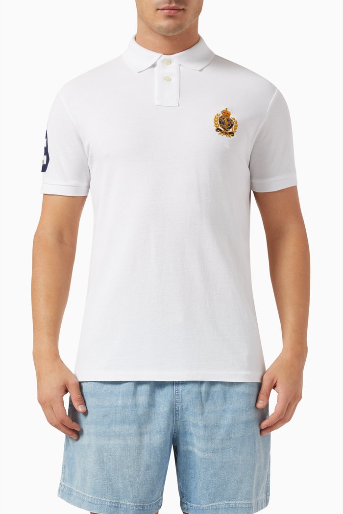 

Triple Pony-embroidered Polo Shirt in Cotton, White