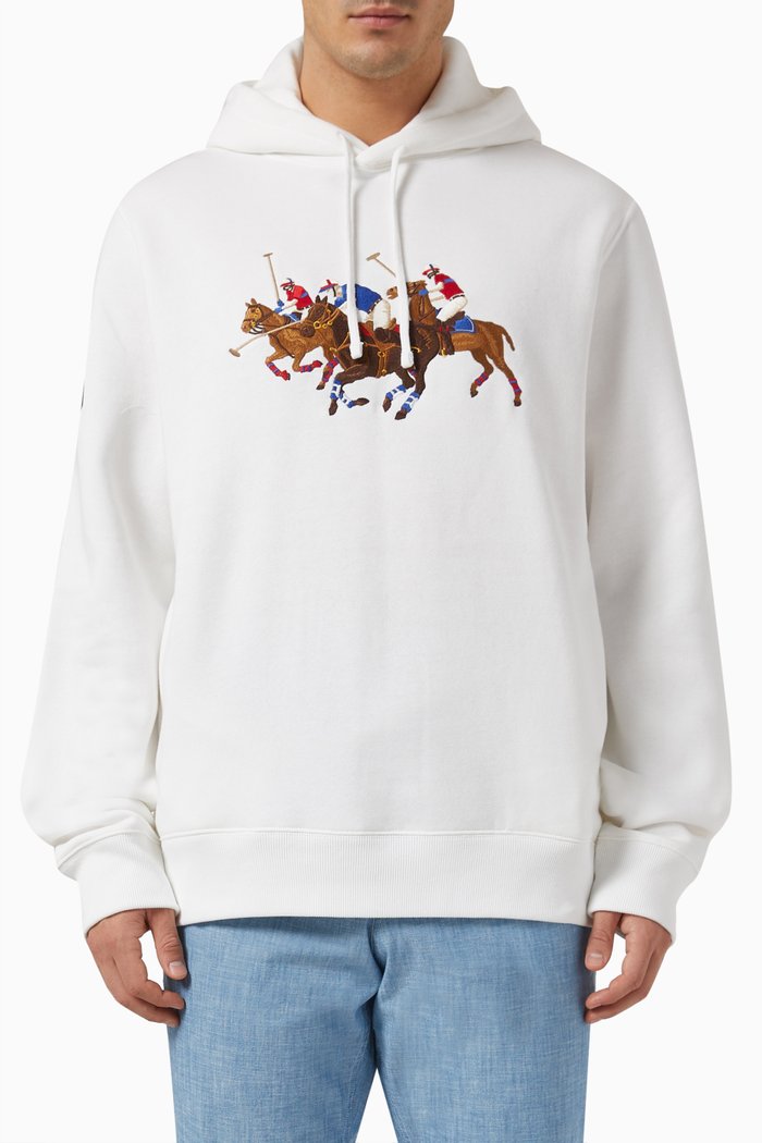

Triple Pony Sweatshirt in Cotton-blend, White