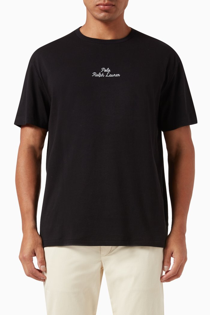 

Chain Stitch Logo T-shirt in Cotton, Black