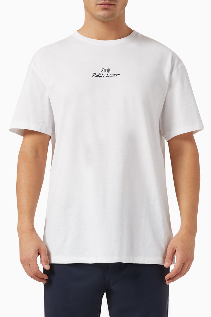 Chain-stitch Logo T-shirt in Cotton-jersey, White