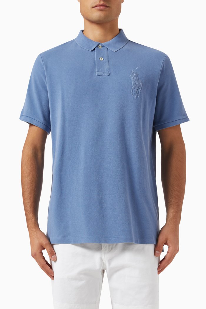 

Big Pony Embroidered Polo Shirt in Cotton, Blue