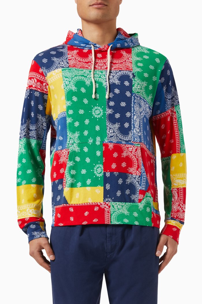 

Patchwork Hoodie in Cotton, Multicolour