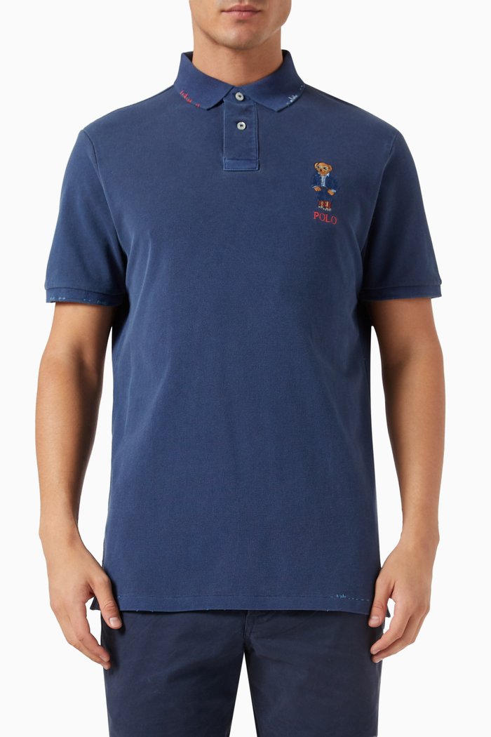 

Polo Bear Polo Shirt in Cotton, Blue