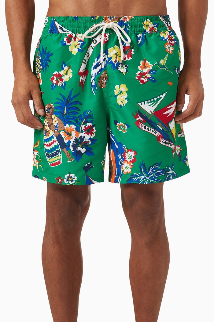 

Graphic-print Swim Shorts, Green