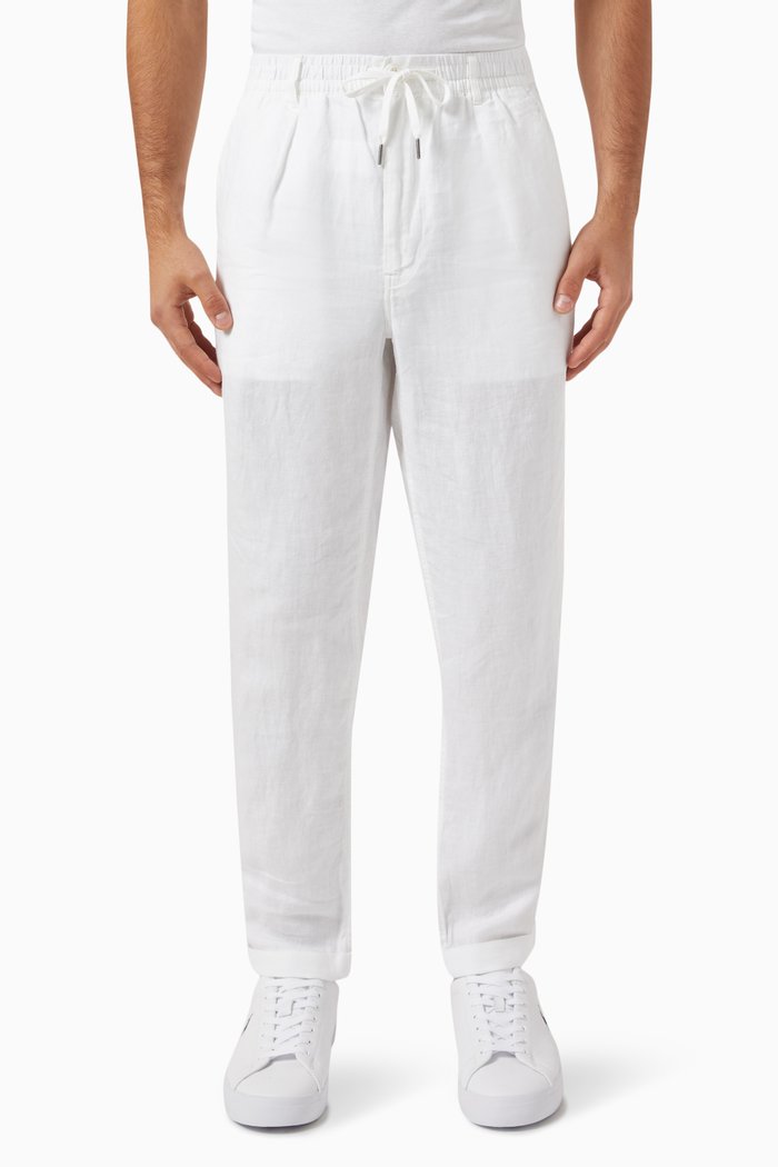 

Drawstring Pants in Linen, White