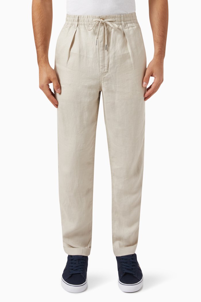 

Drawstring Pants in Linen, Grey