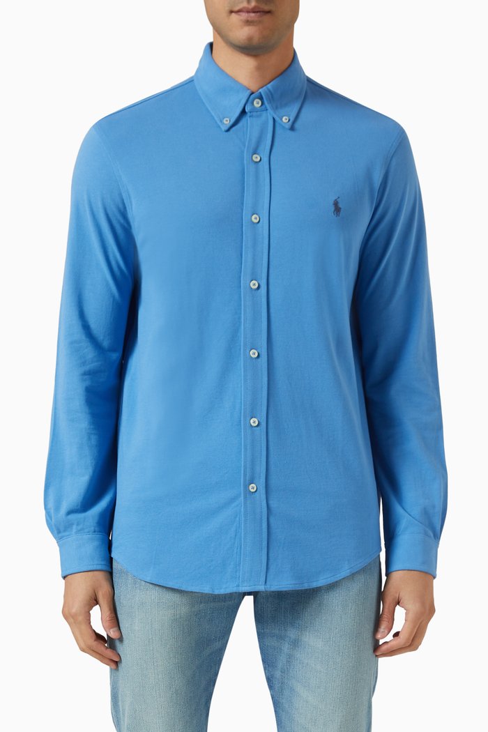 Logo Shirt in Cotton, Blue