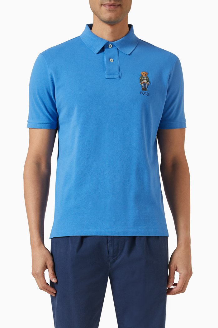 

Polo Bear Polo Shirt in Cotton, Blue