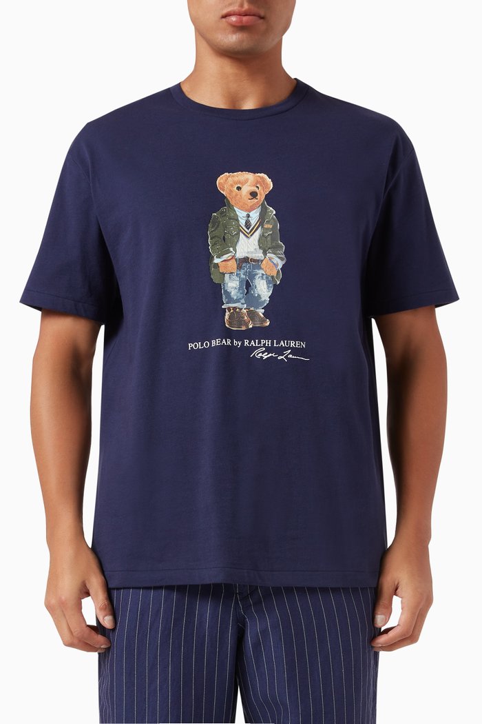 Polo Bear T-shirt in Cotton, Blue