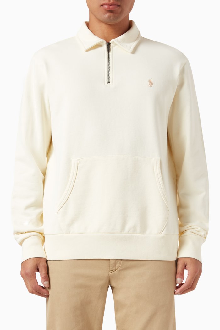 

Zip-up Logo Sweatshirt in Cotton, Neutral