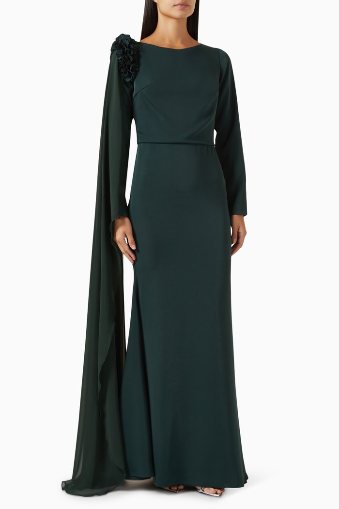 

Cape Maxi Dress, Green