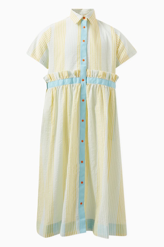 

Pia Ruffled Dress in Cotton, White