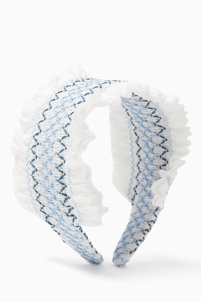 

Pia Smocked Hairband in Cotton, White