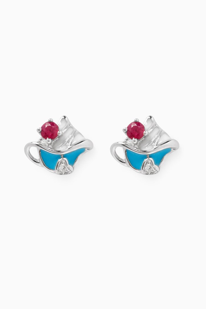 

Enamel Earrings in 18kt White Gold, Blue