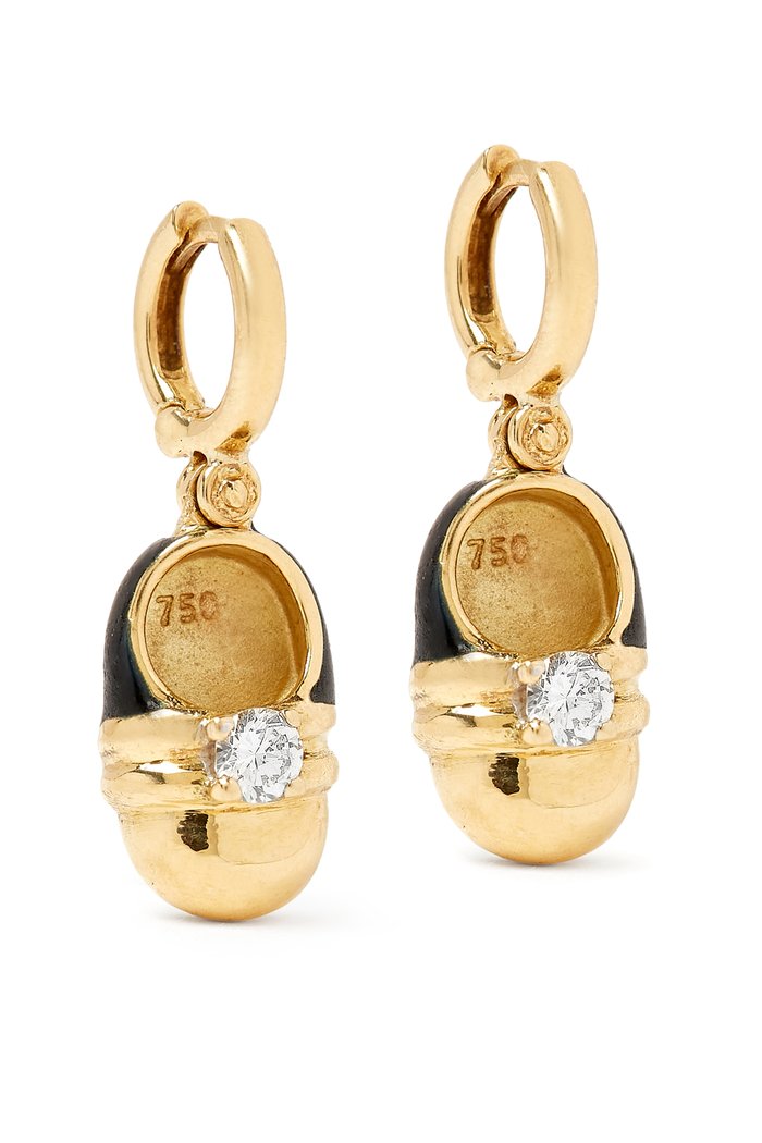 

Diamond & Enamel Earrings in 18kt Gold