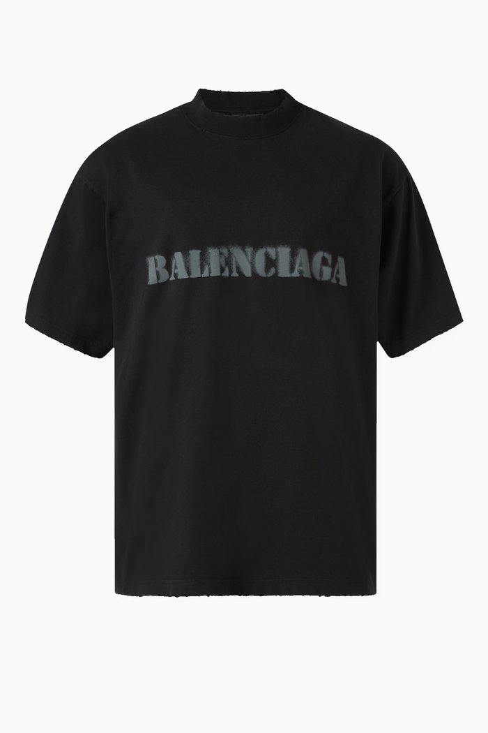 

Unisex Stencil Type Medium-fit T-shirt in Vintage-jersey, Black