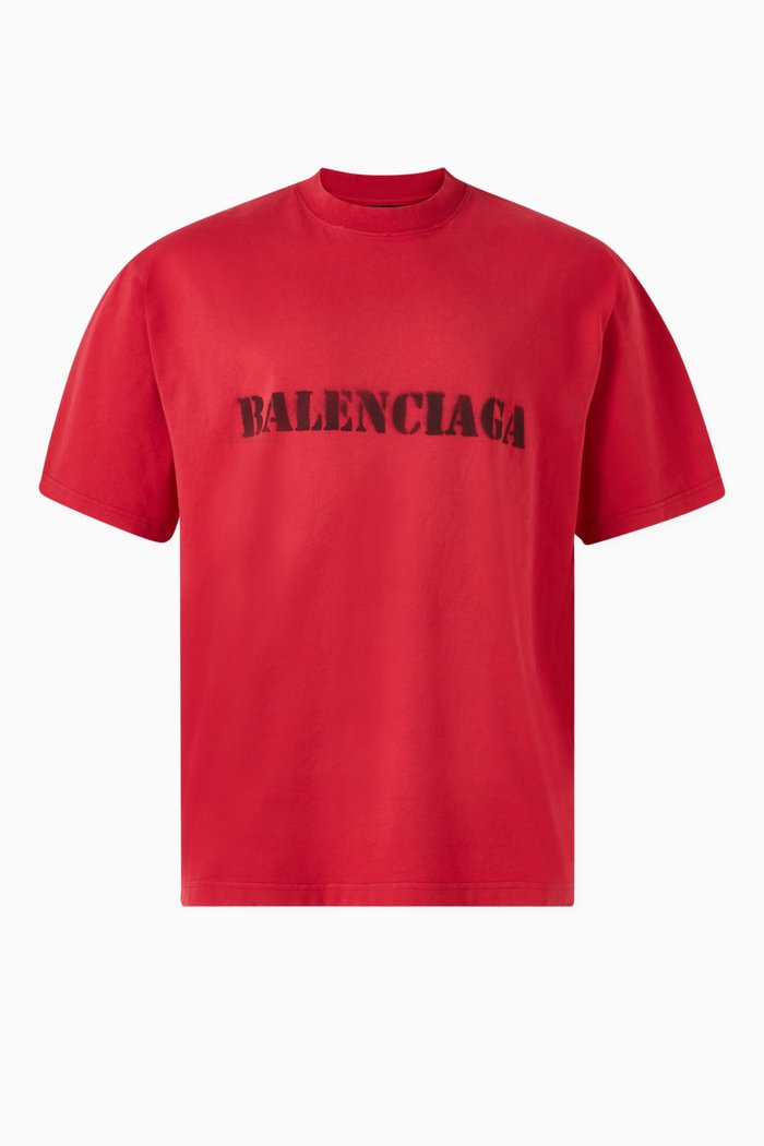 

Unisex Stencil Type Medium-fit T-shirt in Vintage-jersey, Red