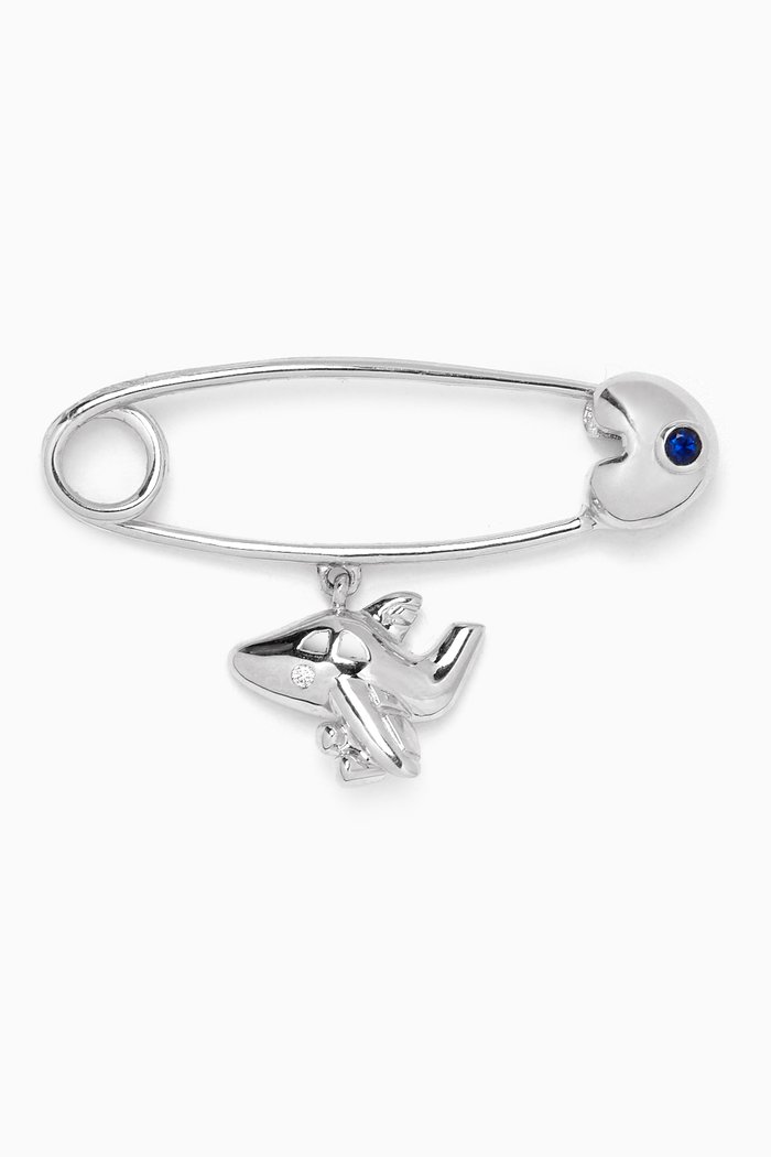 

Airplane Diamond & Sapphire Brooch in 18kt White Gold