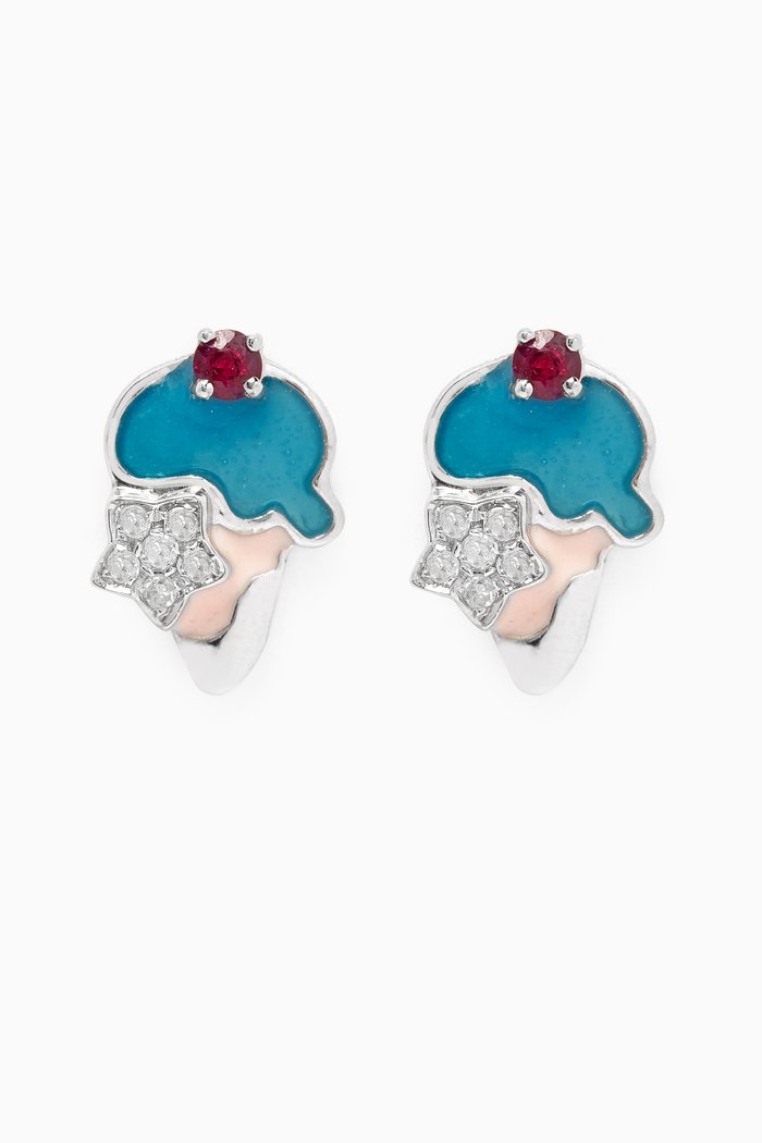 

Enamel Diamond Earrings in 18kt White Gold, Blue