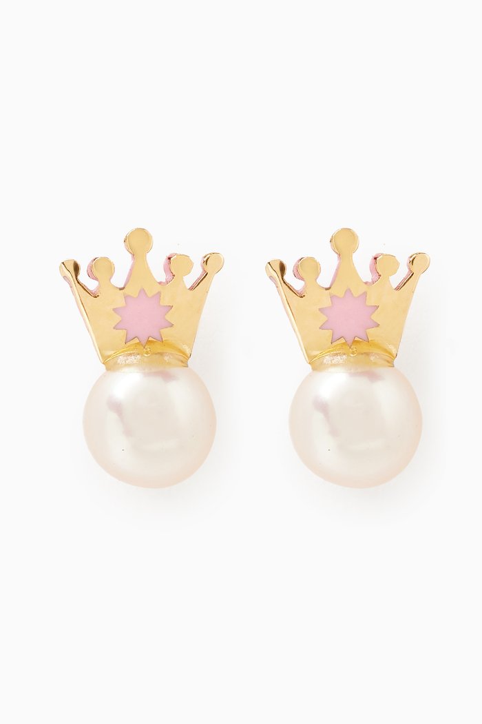 

Crown Pearl Earrings in 18kt Yellow Gold