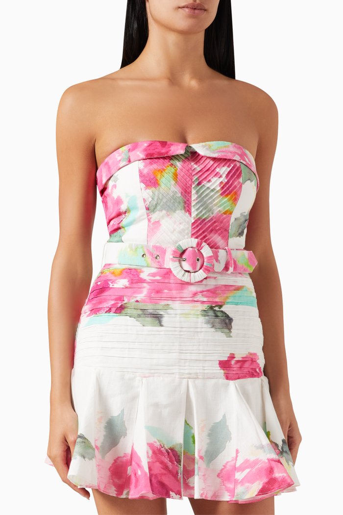 Rosa Belted Mini Dress in Cotton, Pink