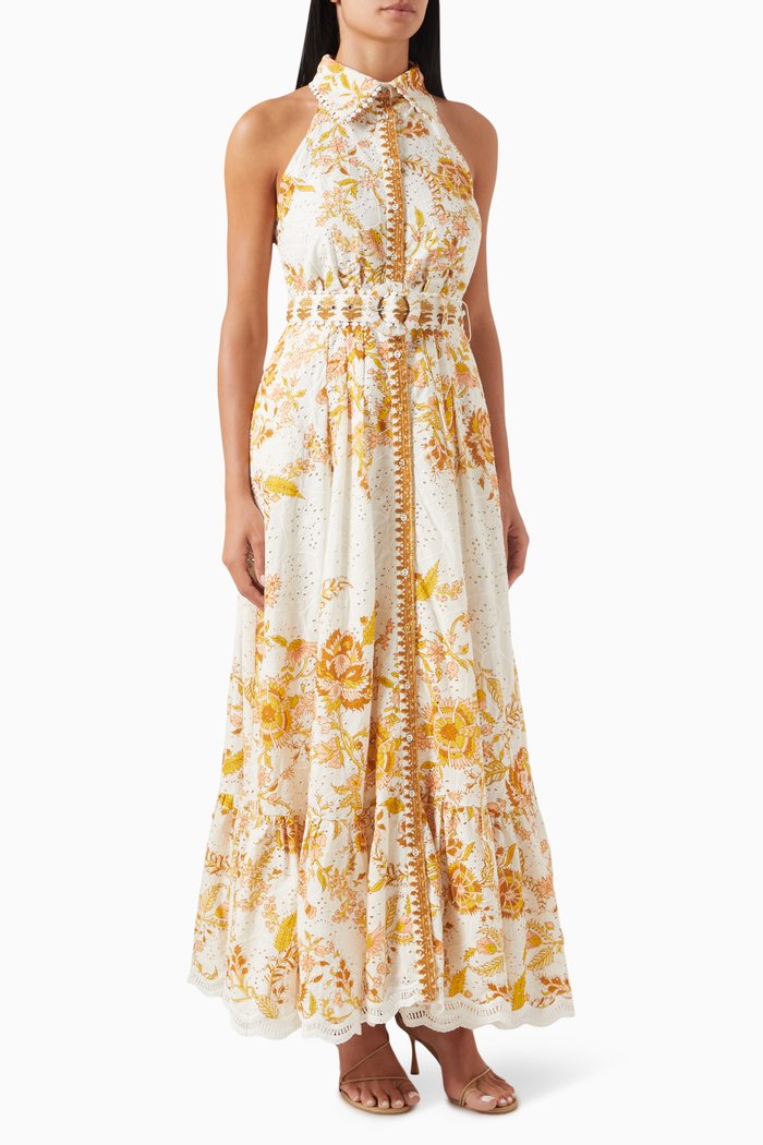 

Tora Belted Maxi Dress in Cotton, Neutral