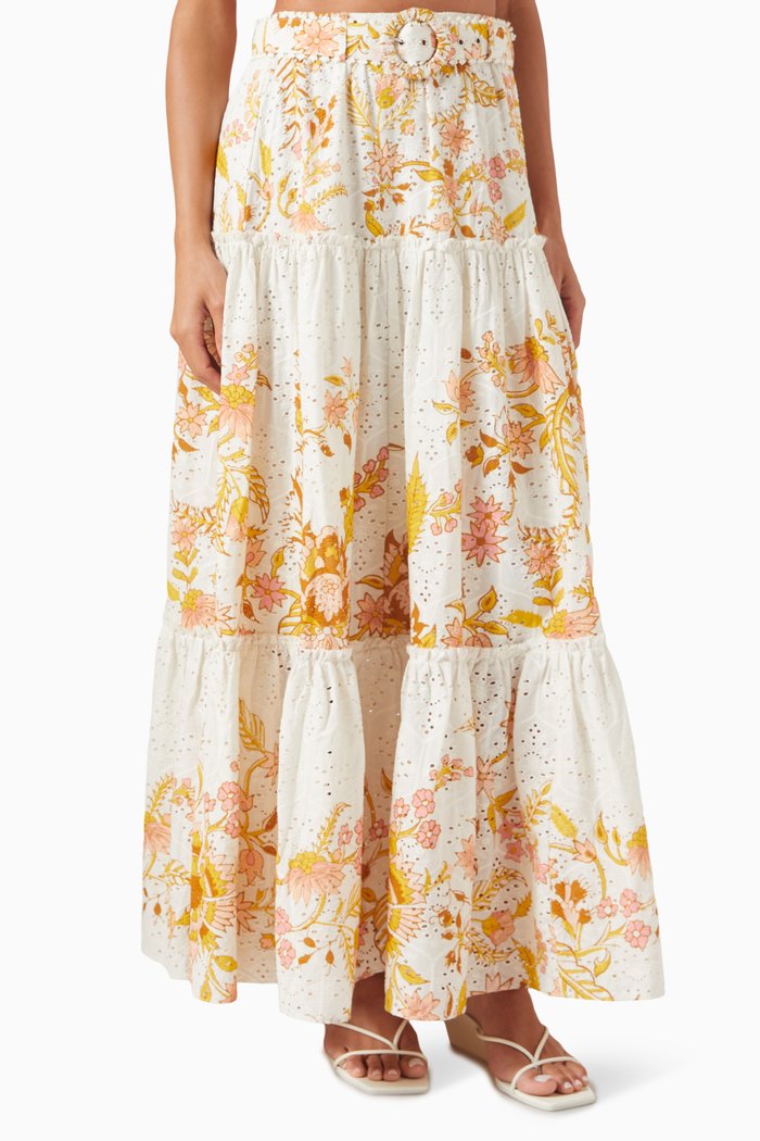 

Tora Tiered Maxi Skirt in Cotton, Neutral